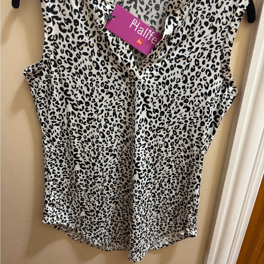 Alife Black and White Animal Print Blouse